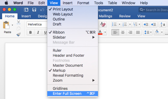 turn off focused view in office 2016 for mac